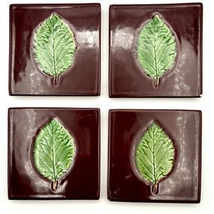 Pottery Barn Green Leaf Coaster - Set of 4